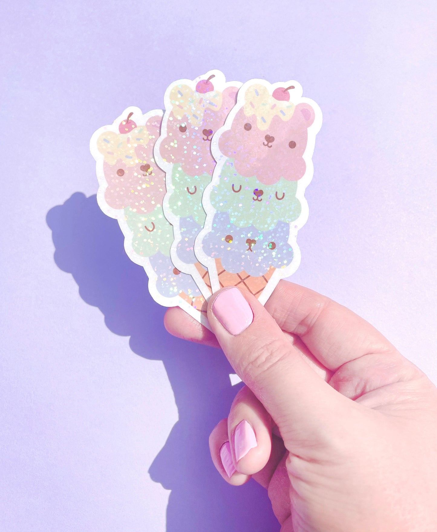 Kawaii sparkly holographic stickers Ice cream - part of the Ice Cream Dreams range UK seller
