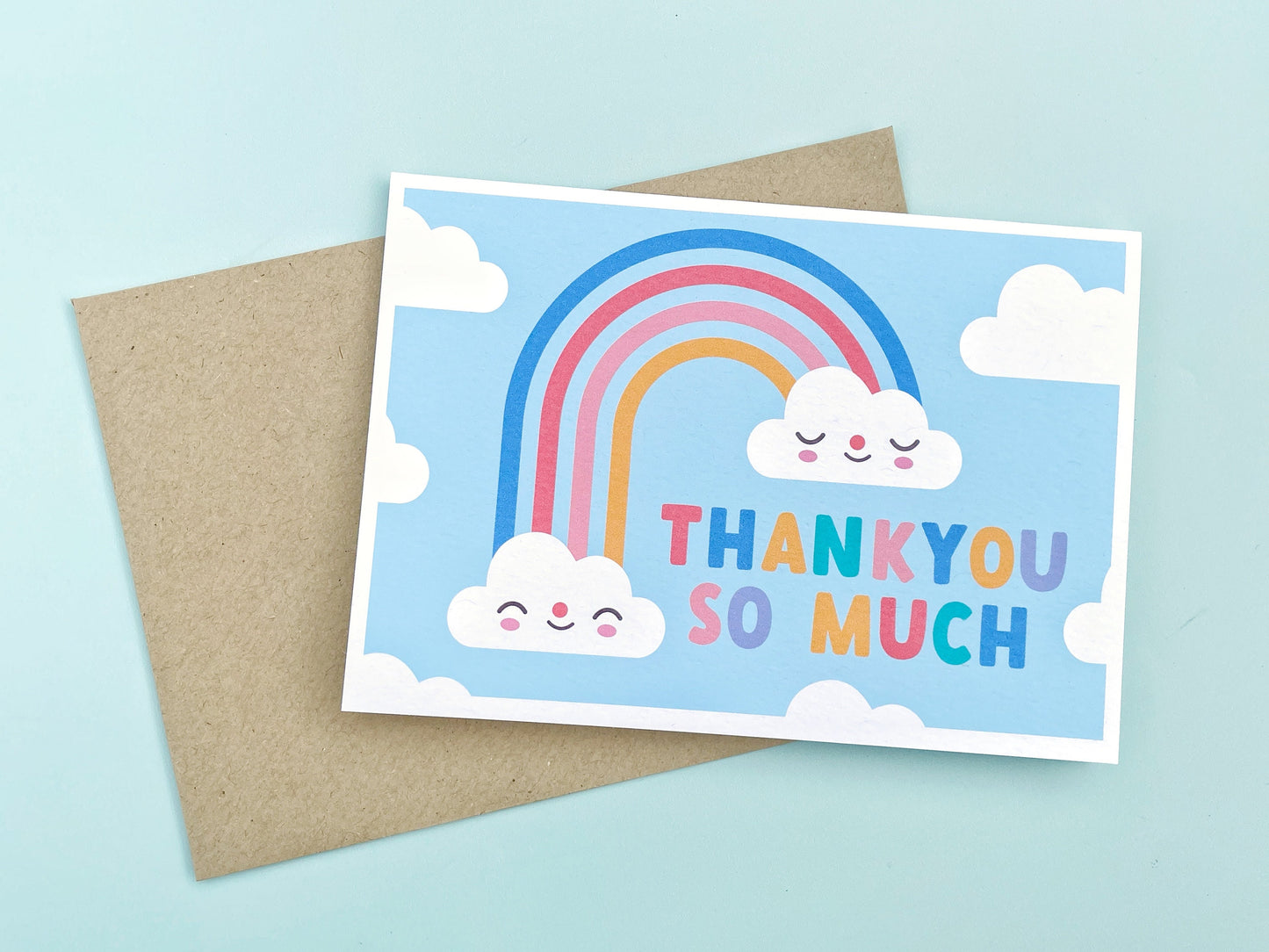 Thankyou Rainbow card- cute and kawaii greeting card